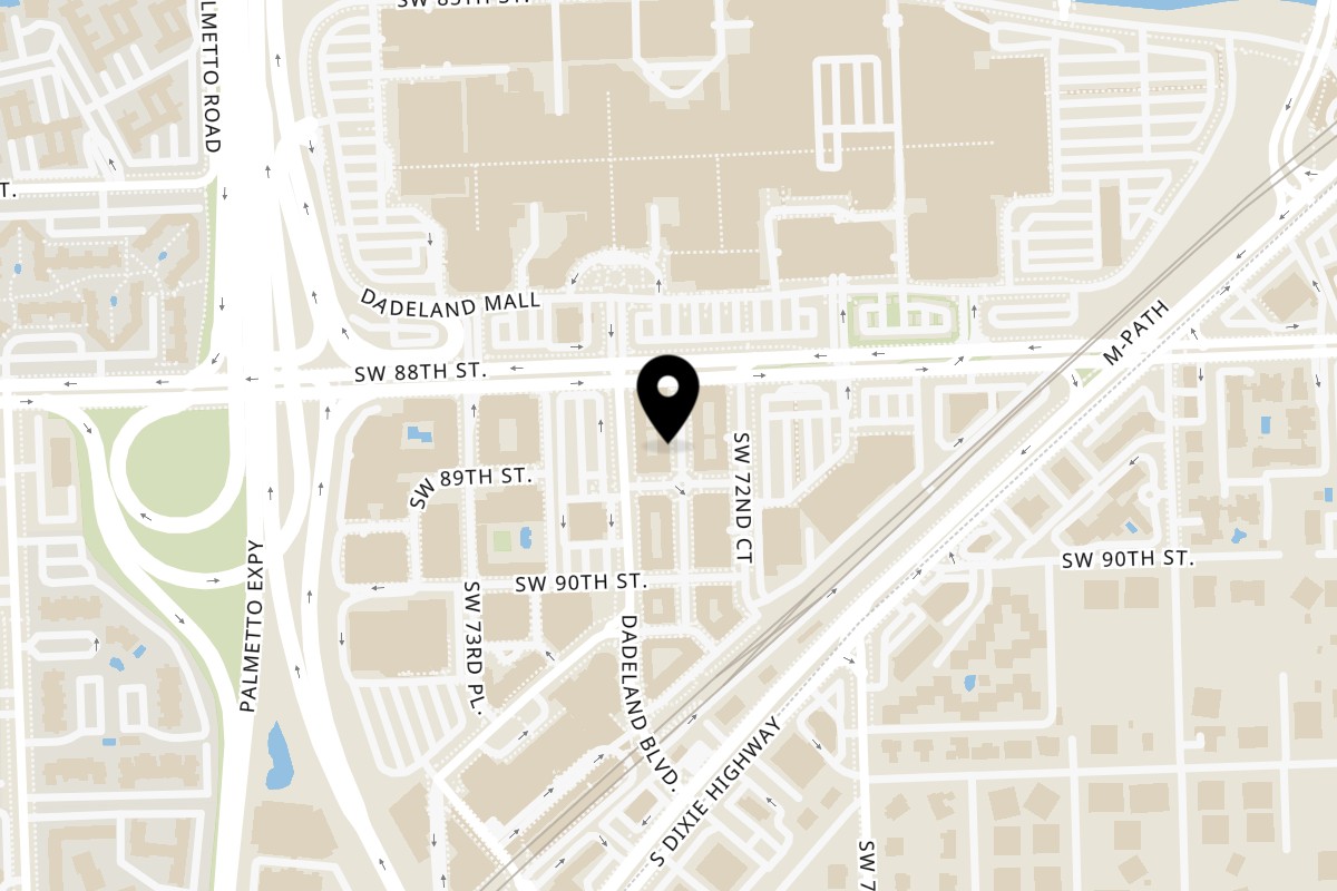 Map showing the location of Fratelli By Jholano's on 8860 SW 72nd Pl in Kendall